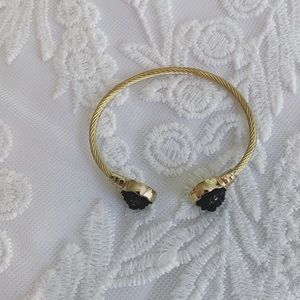 Black & Gold Geode Cuff Bracelet